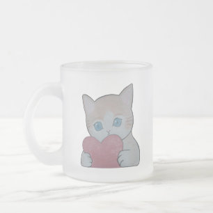かわいい子猫(ハート) フロストグラスマグカップ