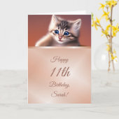 かわいい子猫 |バラ金ゴールドガールズ誕生日カード カード (黄色い花)