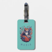 かわいい子猫 フラワー ネコ ラゲッジタグ (裏面縦)