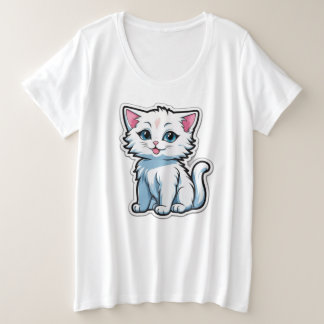 かわいい子猫 プラスサイズTシャツ