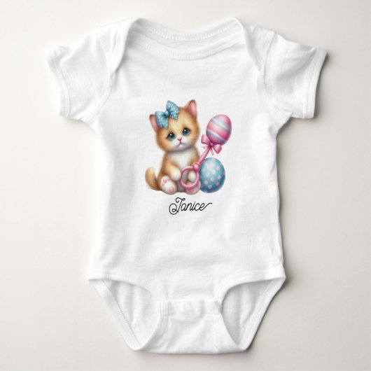 かわいい子猫 ベビーボディスーツ (正面)