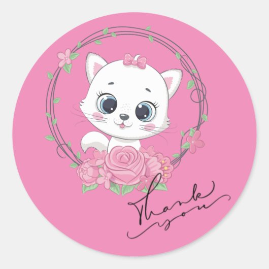 かわいい子猫 ラウンドシール (正面)