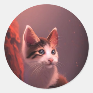 かわいい子猫 ラウンドシール