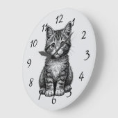 かわいい子猫 ラージ壁時計 (傾斜)