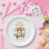 かわいい子猫+女の子の誕生日おめでとう ペーパープレート (パーティー)