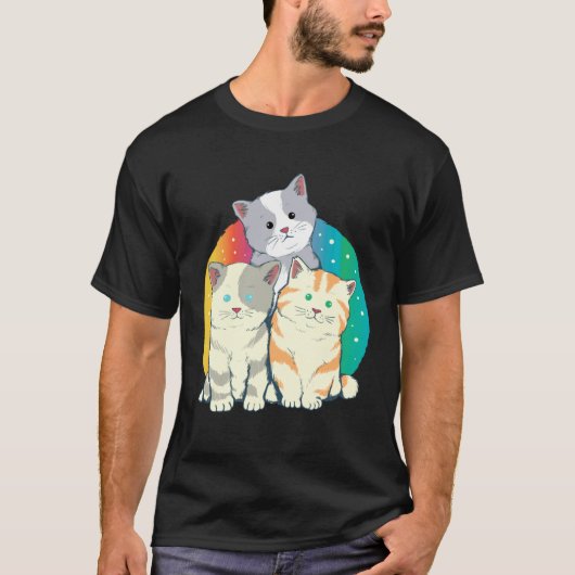 かわいい子猫 愛らしいペット 美しい動物 Tシャツ (正面)