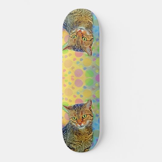 かわいい子猫 – 抽象芸術-カラフル絵画ズ スケートボード (正面)