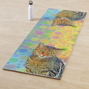 かわいい子猫 – 抽象芸術-カラフル絵画ズ ヨガマット