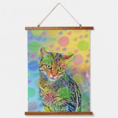 かわいい子猫 – 抽象芸術-カラフル絵画ズ 吊り下げ型タペストリー (正面)
