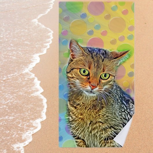 かわいい子猫 – 抽象芸術 ビーチタオル