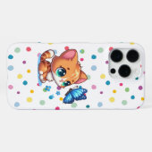 かわいい子猫/猫と蝶々 iPhoneケース (裏面横)