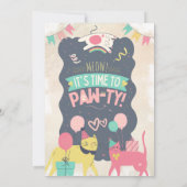 かわいい子猫/猫パワティ誕生日パーティー 招待状 (裏面)