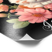 かわいい子猫 白猫 花 黒 個人化された フォトプリント            (角)