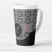 かわいい子猫（黒、グレー、ピンク） カフェラテマグ (右アングル)