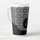 かわいい子猫（黒、グレー、ピンク） カフェラテマグ (左アングル)