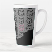 かわいい子猫（黒、グレー、ピンク） カフェラテマグ (右)