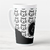 かわいい子猫（黒、白、ピンク） カフェラテマグ (左アングル)