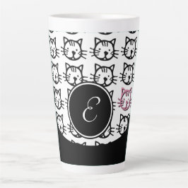 かわいい子猫（黒、白、ピンク） カフェラテマグ