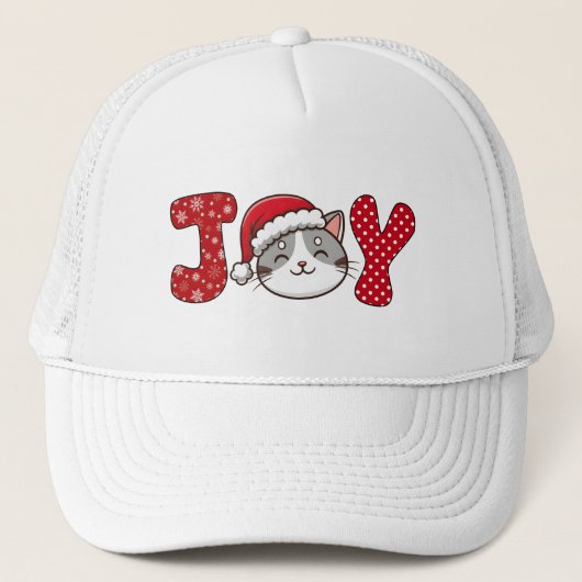 かわいい子猫「JOY」カスタムクリスマス キャップ (正面)