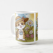 かわいい子猫inサンハットと花 コーヒーマグカップ (正面左)