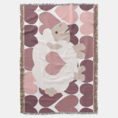 かわいい子羊とピンクのハート スローブランケット (正面縦)