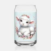 かわいい子羊とフローラクラウンイラストレーション ガラス缶 (裏面)