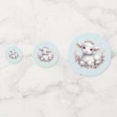 かわいい子羊とフローラクラウンイラストレーション コンフェッティ (正面)