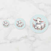 かわいい子羊とフローラクラウンイラストレーション コンフェッティ (裏面)