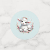 かわいい子羊とフローラクラウンイラストレーション コンフェッティ (スモール正面)