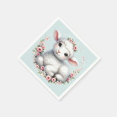 かわいい子羊とフローラクラウンイラストレーション スタンダードカクテルナプキン (角)