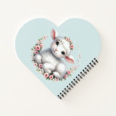 かわいい子羊とフローラクラウンイラストレーション ノートブック (裏面)