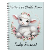 かわいい子羊とフローラクラウンイラストレーション ノートブック (正面)