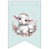 かわいい子羊とフローラクラウンイラストレーション バンティングフラッグ (第1の旗)