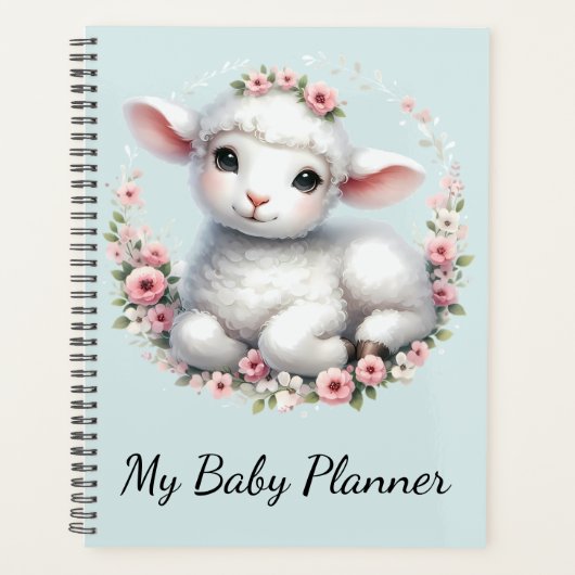 かわいい子羊とフローラクラウンイラストレーション プランナー手帳 (正面)