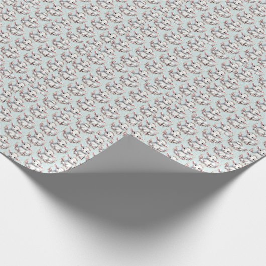 かわいい子羊とフローラクラウンイラストレーション ラッピングペーパー (角)