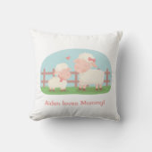 かわいい子羊とママベビー子供部屋ルームデコール クッション (正面)