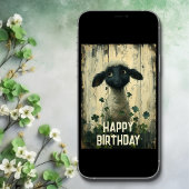 かわいい子羊とラッキーシャムロックアイリッシュハッピーバースデー カード