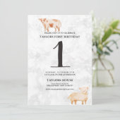 かわいい子羊と牛の畜生動物1st誕生日パーティー 招待状 (スタンド正面)