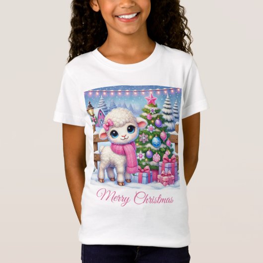 かわいい子羊のクリスマスファーム Tシャツ (正面)