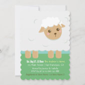 かわいい子羊のベビーシャ男女兼用ワー 招待状 (裏面)
