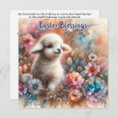 かわいい子羊の春の花クリスチャン復活祭 シーズンカード (正面/裏面)