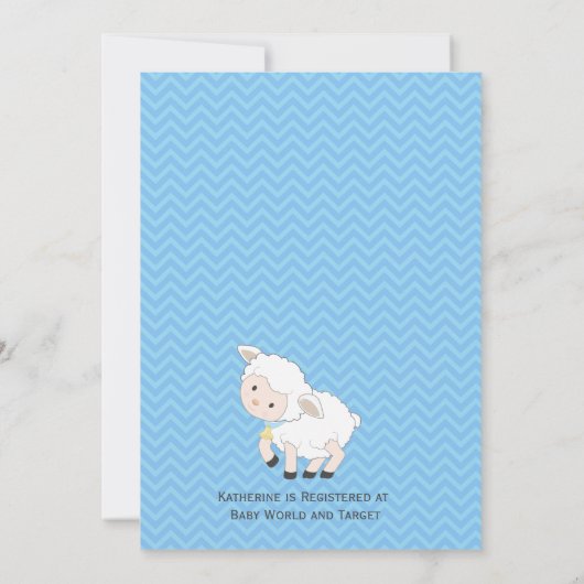 かわいい子羊の男の子の赤ちゃんシャワー 招待状 (裏面)