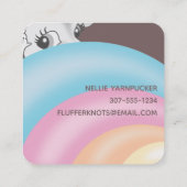 かわいい子羊の羊毛の編み物クロシェ糸ビジネス スクエア名刺 (裏面)