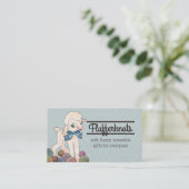 かわいい子羊の羊毛の編み物クロシェ糸ビジネス 名刺 (スタンド正面)