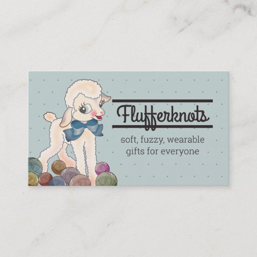かわいい子羊の羊毛の編み物クロシェ糸ビジネス 名刺 (正面)