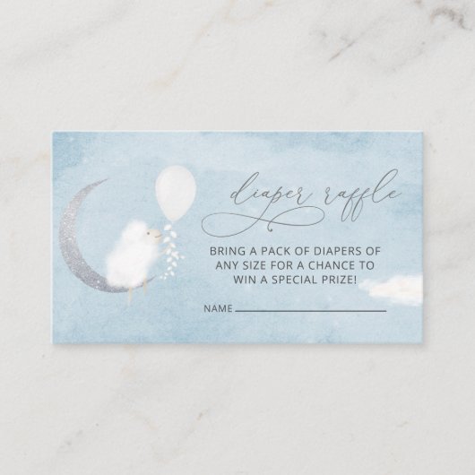 かわいい子羊の赤ちゃんシャワーおむつラッフルチケット エンクロージャーカード (正面)