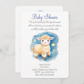 かわいい子羊の赤ちゃんシャワーの招待。新生児パーティー セーブザデート (正面/裏面)