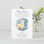 かわいい子羊の赤ちゃんシャワーの招待。新生児パーティー セーブザデート (スタンド正面)