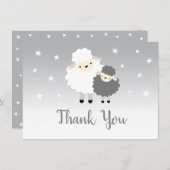 かわいい子羊の赤ちゃんシャワーグレー&ホワイトサンキュー サンキューカード (正面/裏面)