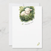 かわいい子羊の赤ちゃんシャワー水色サンキューカード (正面)